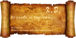 Krizsán Darinka névjegykártya